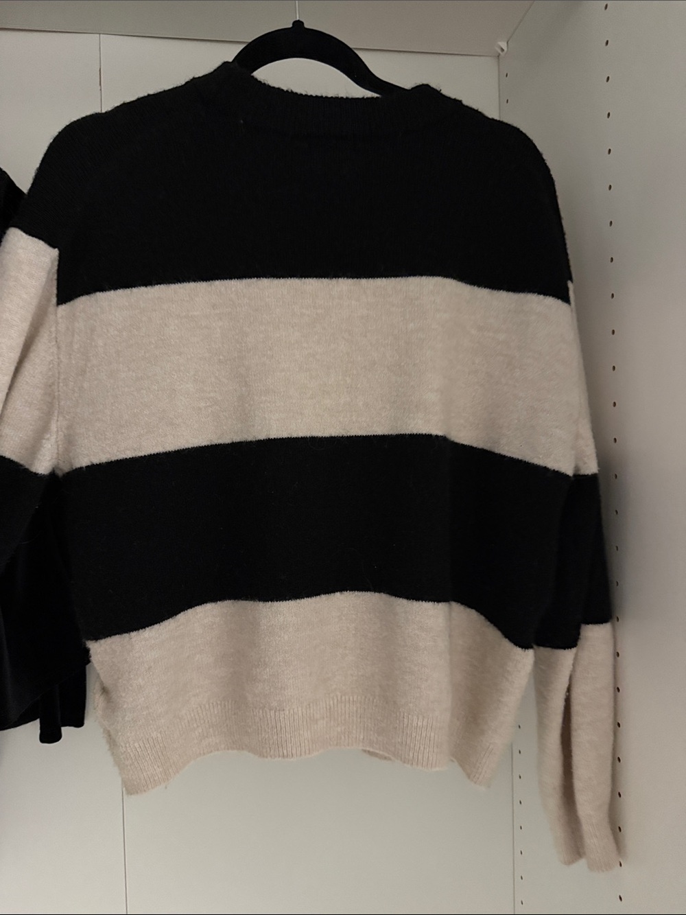 H&M Black and Cream Striped Crewneck Sweater - Picture 2 of 3
